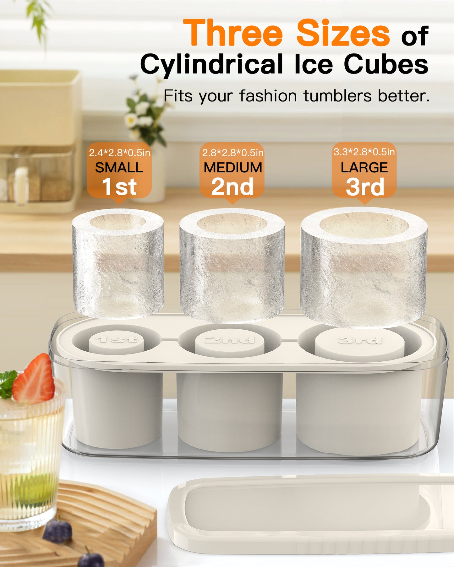 Ukulork Ice Cube Tray for Tumbler Cup 30Oz-40Oz (Second Generation)