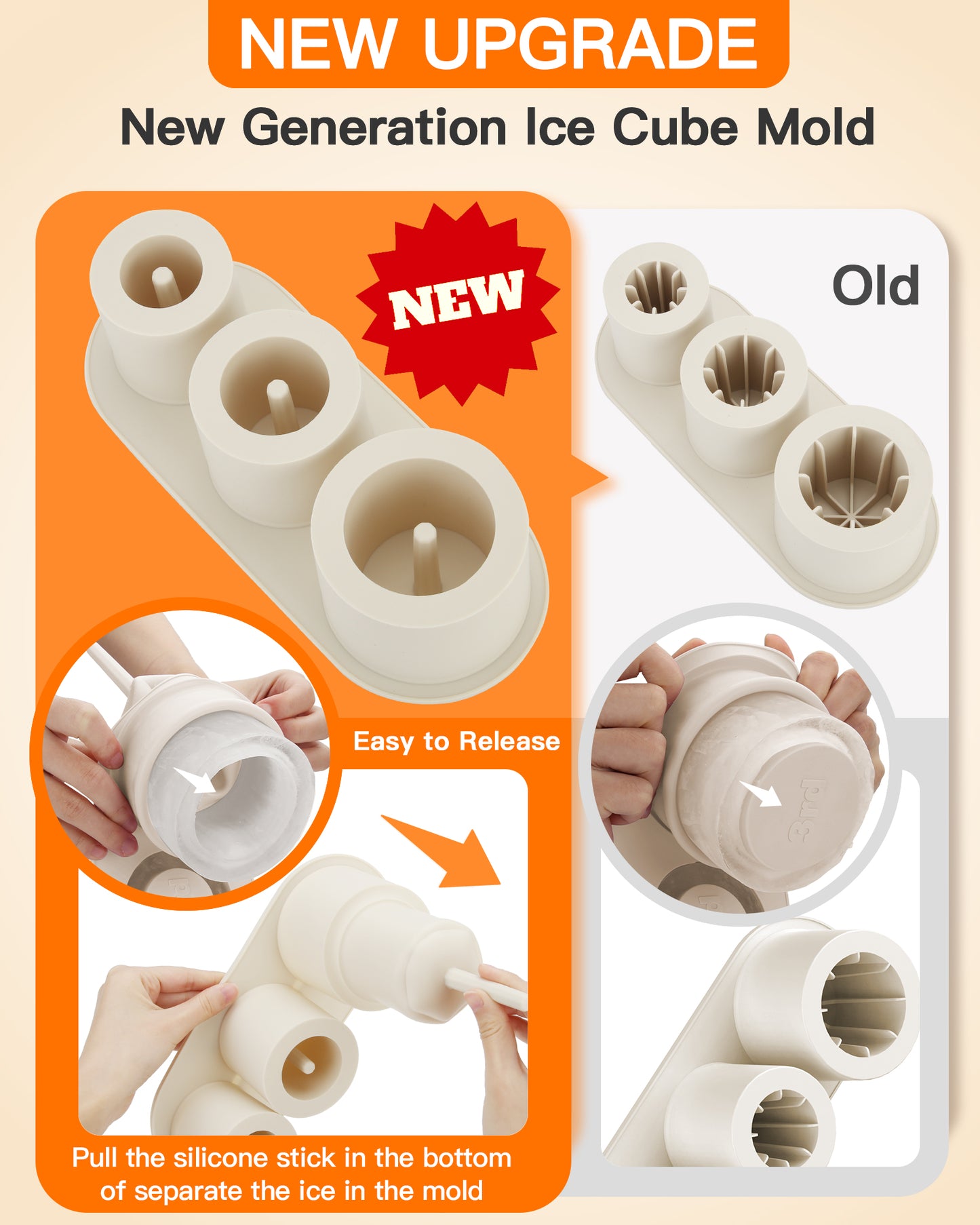 Ukulork Ice Cube Tray for Tumbler Cup 30Oz-40Oz (Second Generation)