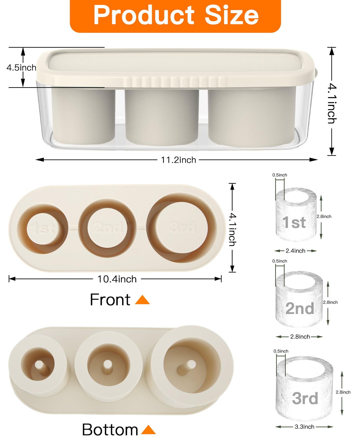 Ukulork Ice Cube Tray for Tumbler Cup 30Oz-40Oz (Second Generation)