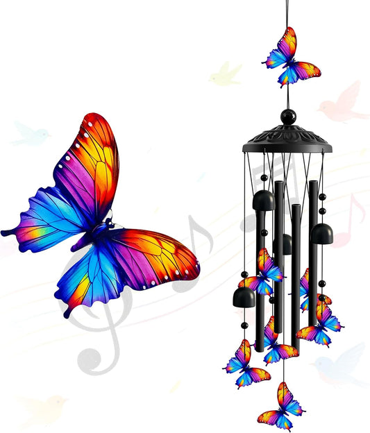 Wind Chimes for Outside, Deep Tone Memorial Windchimes for Patio Porch Balcony Decoration, Memorial Wind Chimes Butterfly Gifts for Mother’s Day Women Mom Grandma Sister