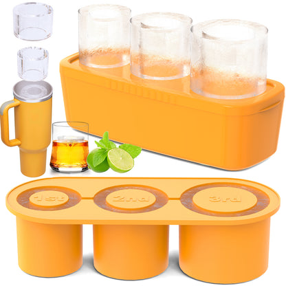 Ukulork Ice Cube Tray for 40Oz Tumbler Cup, 3 Pcs Silicone Cylinder Ice Mold with Lid and Bin for Freezer, Ice Drink, Juice, Whiskey, Cocktail, Summer Gifts